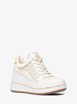 Emmy Signature Logo and Leather Wedge Trainer