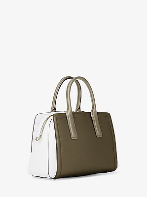 Laila Medium Color-Block Pebbled Leather Satchel