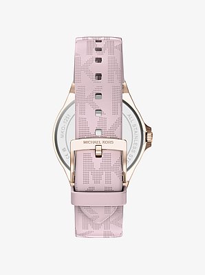 Lennox Pav&eacute; Rose Gold-Tone and Logo Silicone Strap Watch