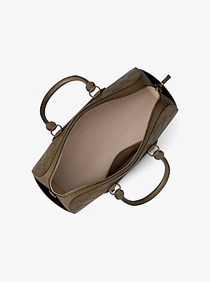 Jet Set Travel Medium Logo Embossed Leather Duffel Crossbody Bag