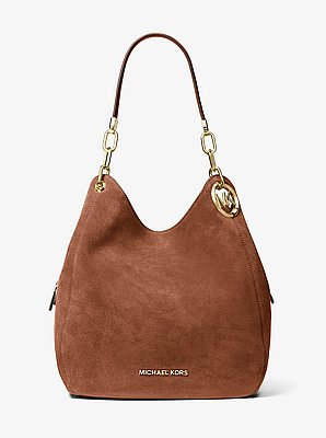 Lillie Large Suede Shoulder Bag in LUGGAGE | Michael Kors image number 0