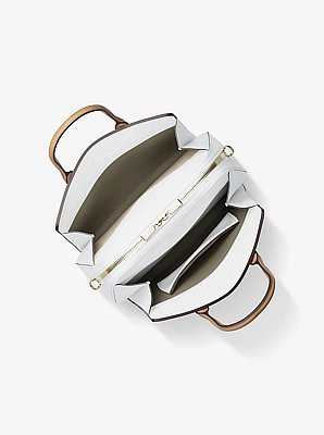 Sacoche Laila de taille moyenne en cuir grain&eacute; &agrave; blocs de couleurs