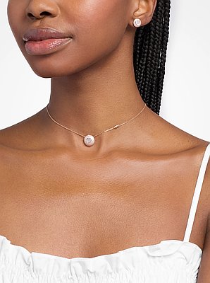 Precious Metal-Plated Pav&eacute; and Mother-of-Pearl Heart Jewelry Gift Set