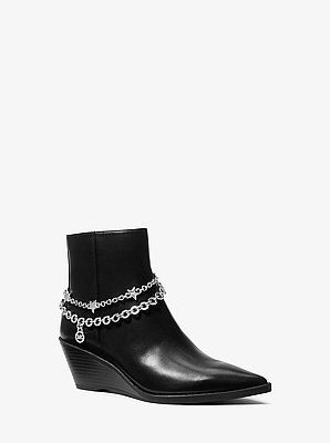 Austin Embellished Leather Wedge Boot