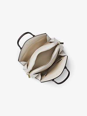 Laila Small Color-Block Pebbled Leather Satchel image number 1