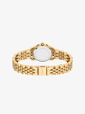Petite Lexington Pav&eacute; Gold-Tone Watch