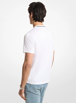 T-shirt in jersey di cotone con logo sul bordo