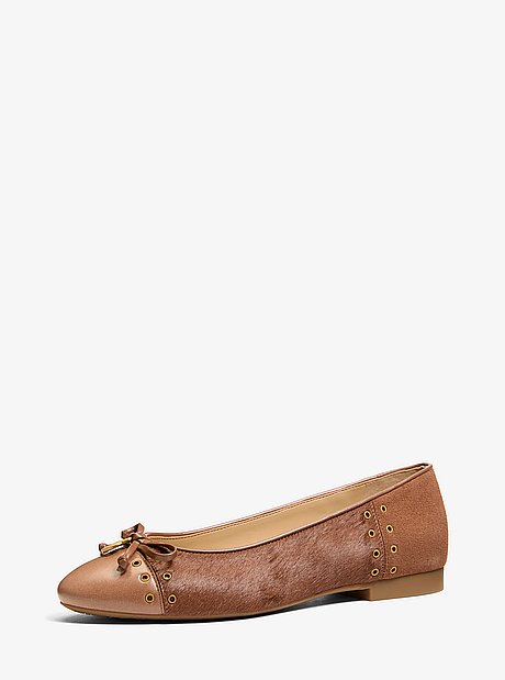 Chausson de ballet Piper Flex en cuir &agrave; &oelig;illets et en poils de veau
