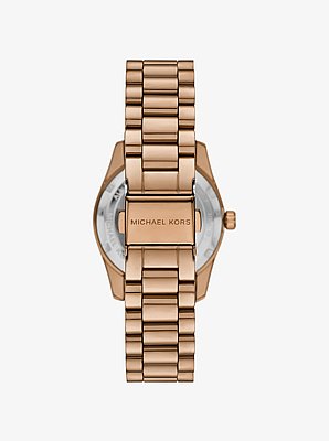 Mini Lexington Pav&eacute; Brushed Beige Gold-Tone Watch