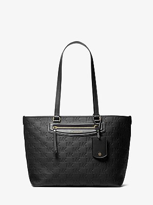 Jet Set Travel Medium Logo Embossed Leather Tote Bag