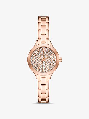 Reloj Aspyn mini en tono rosa dorado con incrustaciones