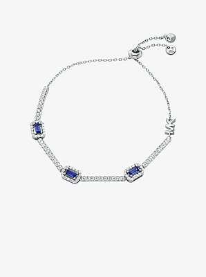 Precious Metal-Plated Sterling Silver Pav&eacute; Halo Slider Bracelet