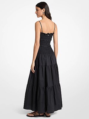 Smocked Cotton Poplin Maxi Dress