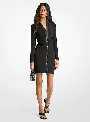 Mini-robe fronc&eacute;e en jersey matte extensible