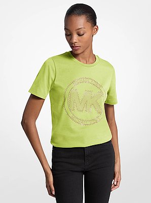 Studded Logo Charm Organic Cotton Jersey T-Shirt