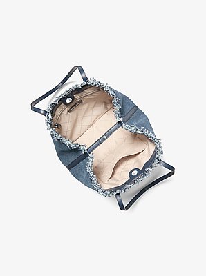 Sac fourre-tout convertible Avalon de taille moyenne en denim &agrave; ornements