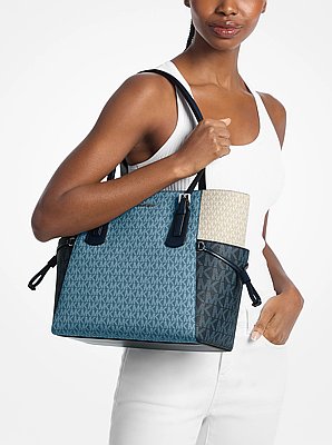 Voyager Large Color-Block Signature Logo Tote Bag