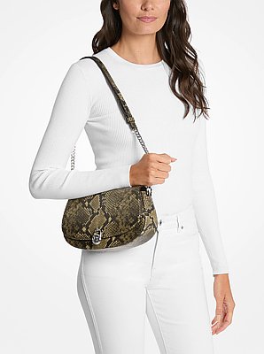 Mila Medium Snake Embossed Messenger Bag