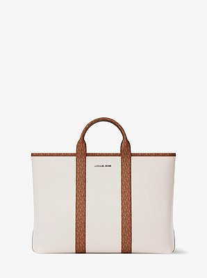 Cooper Medium Pebbled Leather and Signature Logo Tote Bag