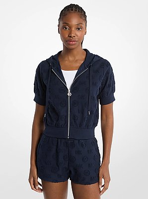 Logo Jacquard Terry Short-Sleeve Jacket