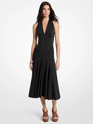 Stretch Matte Jersey Halter Midi Dress