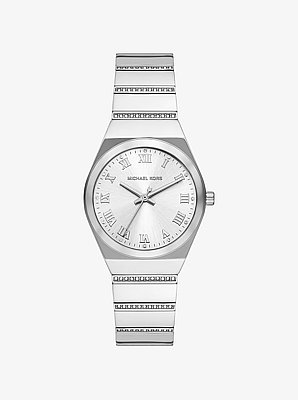 Mini Lennox Pav&eacute; Silver-Tone Watch