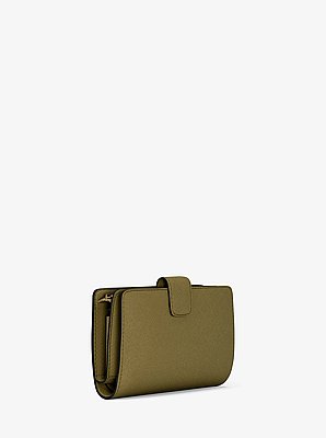Cartera mediana de piel de grano cruzado