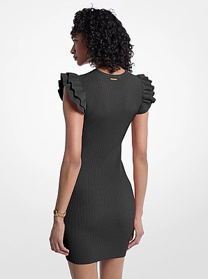 Ruffled Stretch Viscose Mini Dress