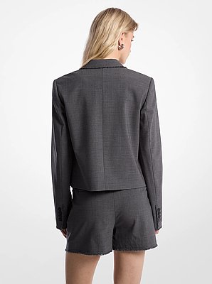 Ausgefranster Cropped-Blazer aus Stretch-Tropenwolle