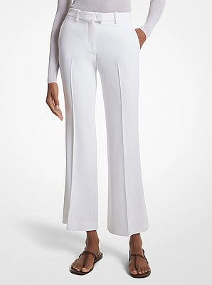 Haylee Double Crepe Sabl&eacute; Cropped Flared Trousers