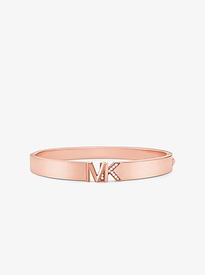 Precious Metal-Plated Brass Pav&eacute; Logo Bangle