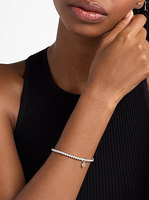 Pulsera de tenis el&aacute;stica con incrustaciones de pav&eacute;