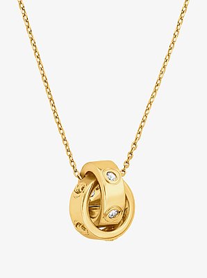 Collier de zircone cubique &agrave; logo