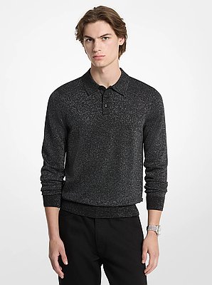 Metallic Wool Polo Sweater