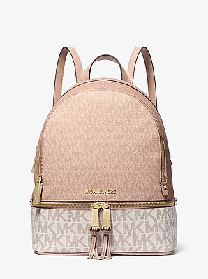 Mochila Rhea mediana con bloque de color y logotipo