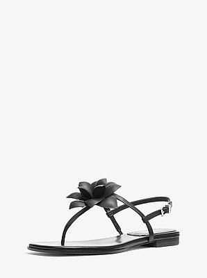 Jacie Floral Embellished Leather T-Strap Sandal