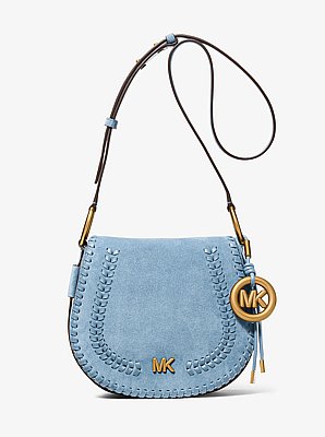 Josie Medium Whipstitched Suede Saddle Bag in CHAMBRAY | Michael Kors image number 0