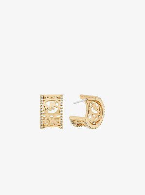 Pav&eacute; Perforated Huggie Earrings