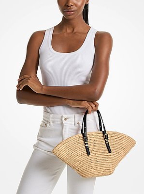 Isa Small Hand-Crocheted Straw Tote Bag