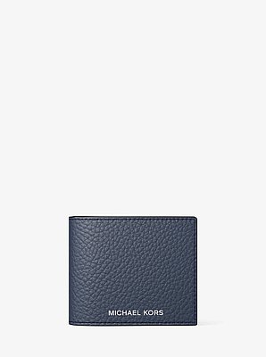Pebbled Leather Billfold Wallet and Signature Logo Card Case Gift Set