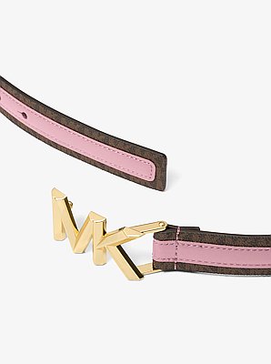 G&uuml;rtel aus Leder und Signature-Logostoff