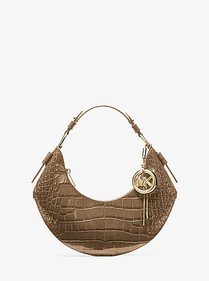 Koa Medium Crocodile Embossed Leather Shoulder Bag