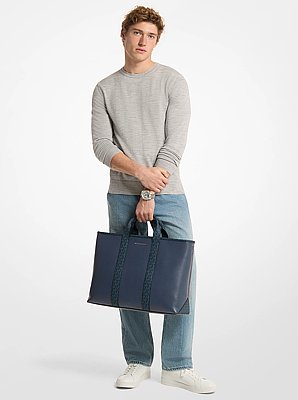 Sac fourre-tout Cooper de taille moyenne en cuir grain&eacute; &agrave; logo Signature