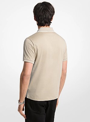 Logo Trim Cotton Jersey Polo Shirt