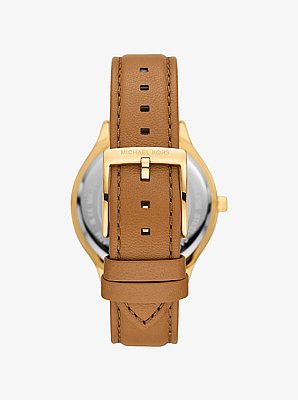 Slim Runway Gold-Tone and Leather Watch