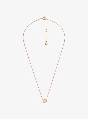 Fulton Precious-Metal Plated Sterling Silver Pav&eacute; Logo Charm Necklace and Earrings Gift Set