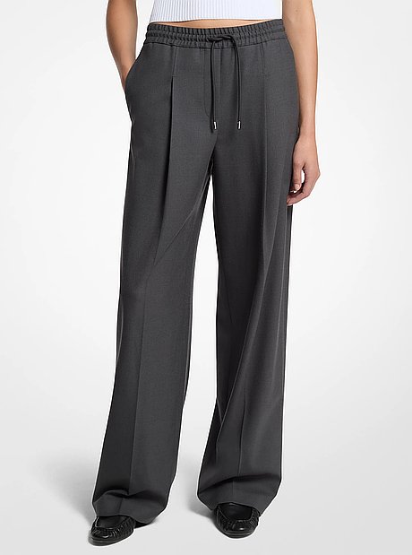 Pleated Woven Track Pants