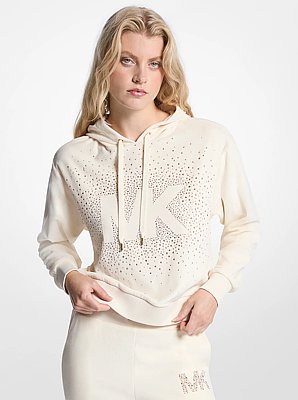 Sudadera con capucha de terciopelo con logotipo y adornos