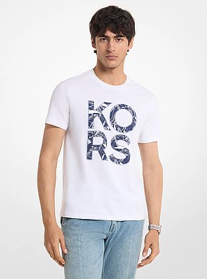 Floral Print Logo Cotton T-Shirt