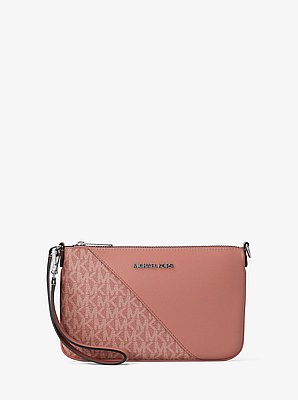 Petite pochette-bracelet lisse Jet Set Travel &agrave; logo Signature